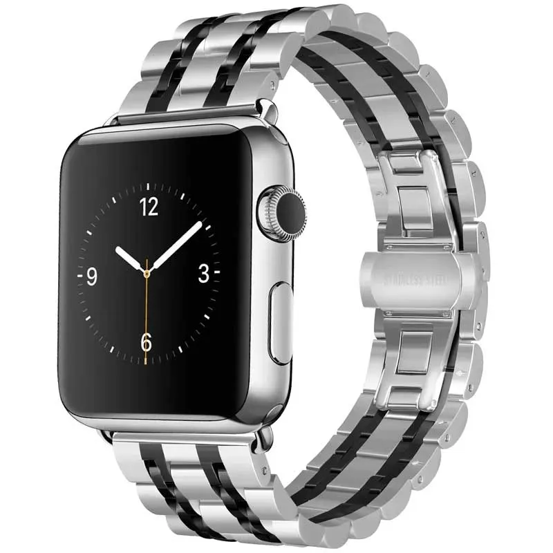 Bracelet Apple Watch acier inoxydable Argent Noir
