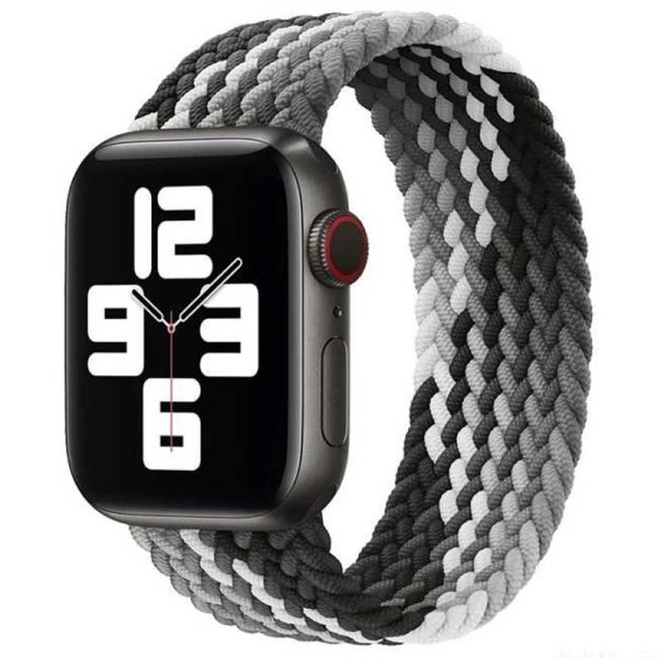 Bracelet Apple Watch Nylon tissé Noir Blanc Gris dakar