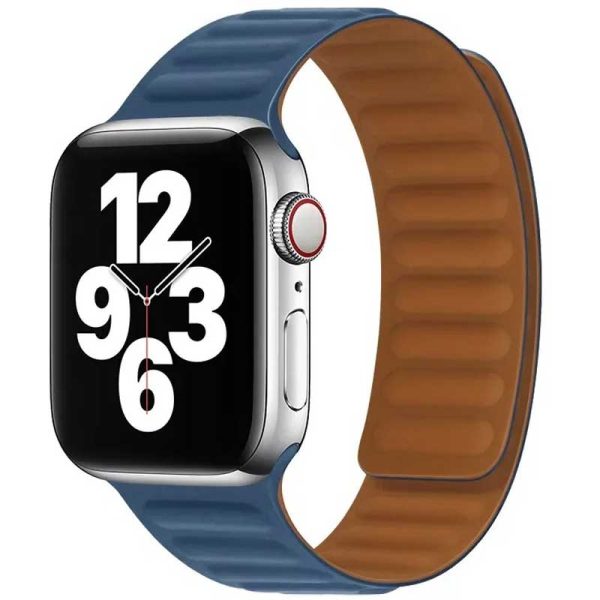 Bracelet Apple Watch Boucle magnétique en Cuir Bleu nuit dakar