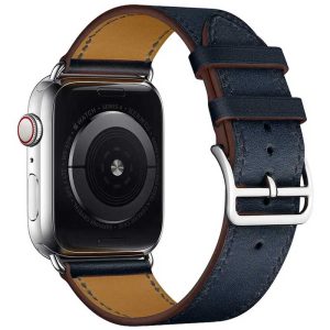 Bracelet Apple Watch en Cuir Bleu foncé dakar