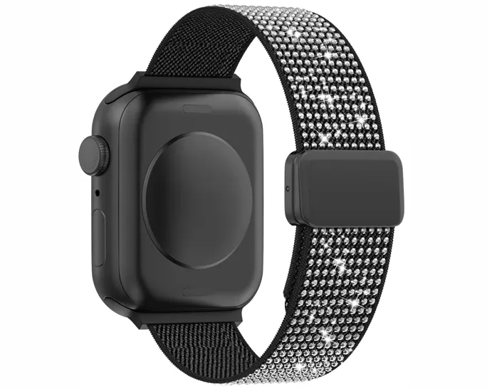 Bracelet Apple Watch en Nylon Noir Diamant